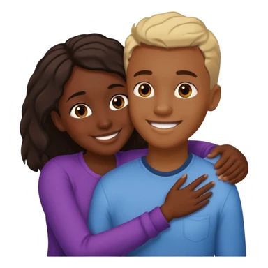 dark skin girlfriend hugs light skin boyfriend sticker