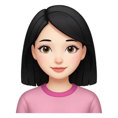 Girl with black and long hair with aesthetic clothes and with aesthetic makeup with a smile  sticker