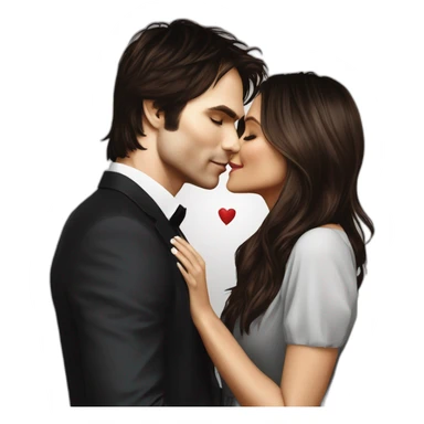 Ian Somerhalder kissing Nina Dobrev sticker