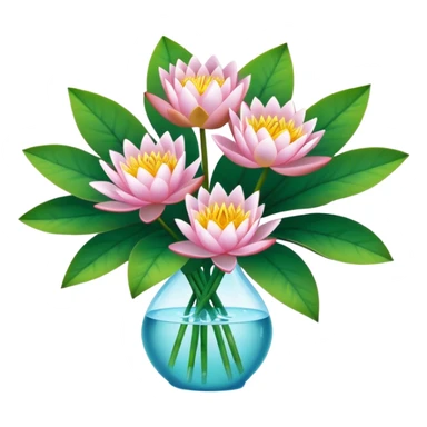 big bouquet Water Lily, stem, leaf sticker