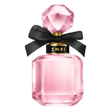 light pink crystal perfume bottle with black ribbon display sticker