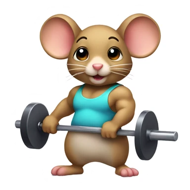 Cute mouse with barbell sticker