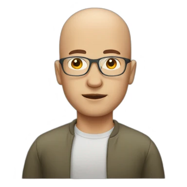 Bald man with glass sticker