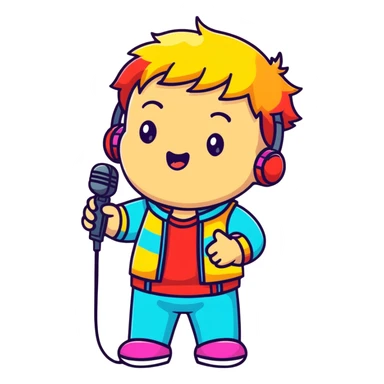 Fanloid Xydrick idol character singing with microphone, colorful concert outfit sticker