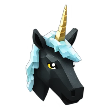 Minecraft Glitter Black Unicorn Head With Diamond Horn sticker