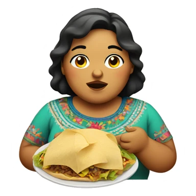 Fat mexican woman eating  sticker