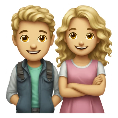 happy boy and girl portrait sticker