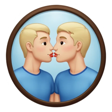 man kissing his reflection in a mirror sticker