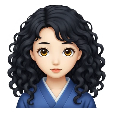 Japanese girl with long curly hair sticker