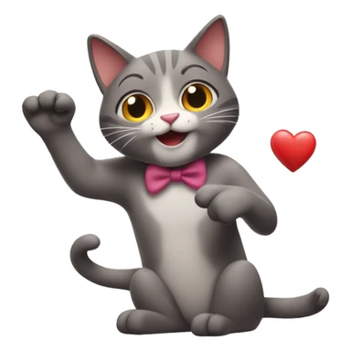 A cat with heart hands and is happy sticker