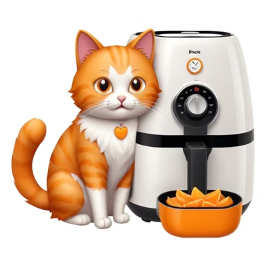 Cat opening an airfryer with their paw sticker