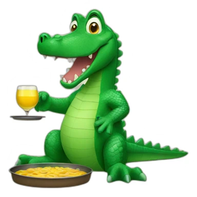 Alligator holding a serving tray sticker