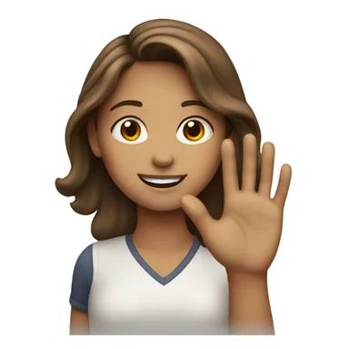 brown haired girl waving sticker