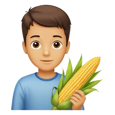 boy with corn onnhis hand sticker