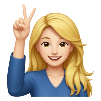  women with open hairs sideways image  one arm victory sign sticker