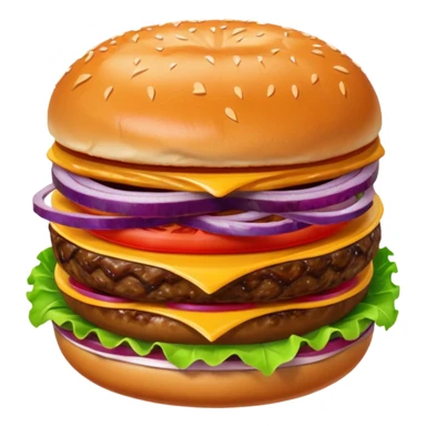 Hamburger emoji: ONE MEAT, ONE LETTUCE, ONE TOMATO,ONION  sticker