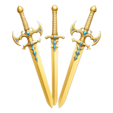 Two Golden royal swords with gold blades and gold handel sticker