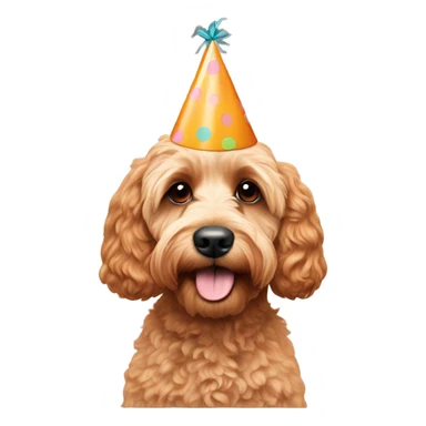 Apricot Cockapoo with party hat sticker