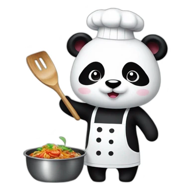 panda chef with pan sticker