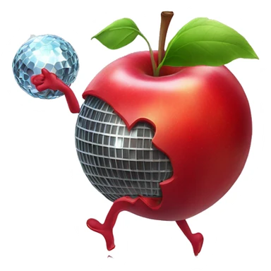 dancing red apple with a disco ball sticker