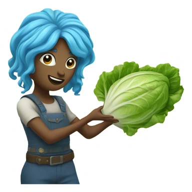 Long blue hair, lettuce ￼ sticker
