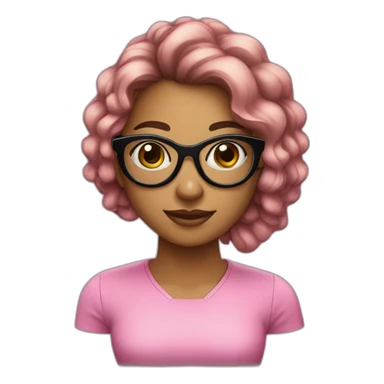 Garota de cabelo meio rosa, meio preto e oculos sticker
