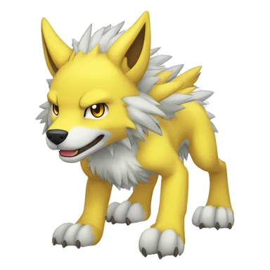 cute cool Digimon-Fakemon-garurumon-wolf full body sticker