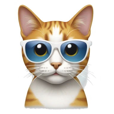 cat white with sunglasses  sticker