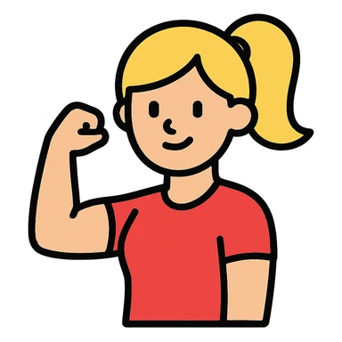 strong blond woman flexing sticker