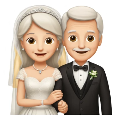 old couple on wedding day sticker