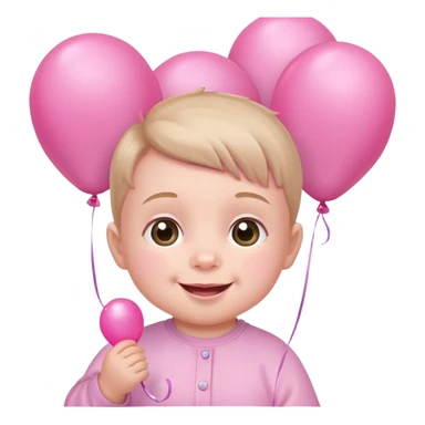 cute smiling baby holding pink balloons sticker