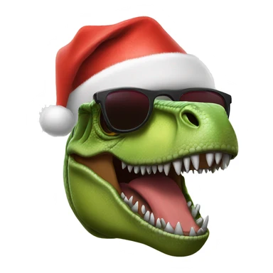 T-Rex with sunglasses and Santa hat sticker