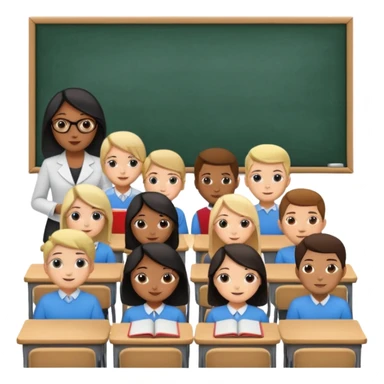 Создай комекс 24 учиника и учительницы в школе за партой sticker