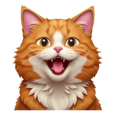 A high-resolution photo-realistic digital illustration of a ginger tabby cat head tilted yawning eyes open, chest upward sticker