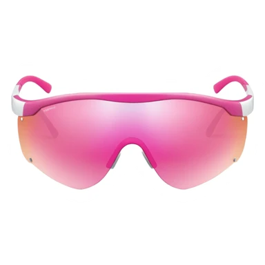 sporty pink shield visor sunglasses with metallic frame, athletic design, pink gradient one-piece lens sticker