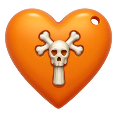 orange heart with a bone through it sticker