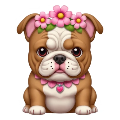 Bulldog with flowers  sticker