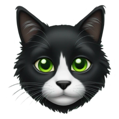 Black furry cat green eyes sticker