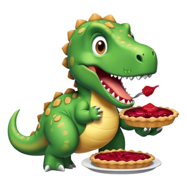 Dinosaur eating a pie sticker