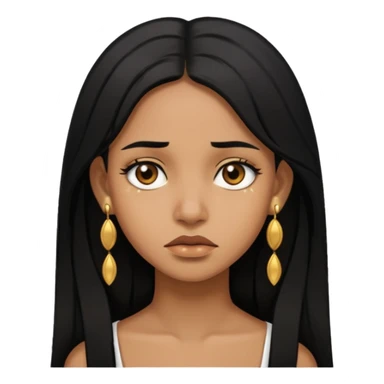 brown girl who has long layered black hair with gold stud earrings  who is sad sticker