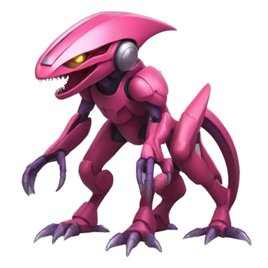 a Genesect-Raptor-Fakémon—hybrid with a futuristic visor-helmet full body sticker