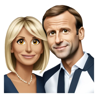 Portrait of Emmanuel Macron with Brigitte Macron sticker