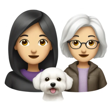 A cute bichon frise & a middle age Asian woman  sticker