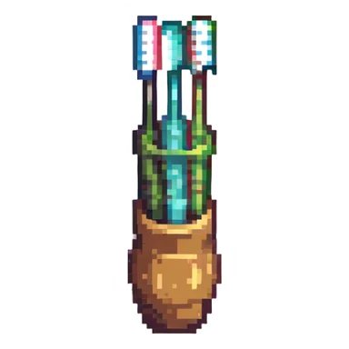 bamboo toothbrush pixel art sticker