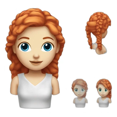blue-eyed red-haired girl with 3d printer sticker