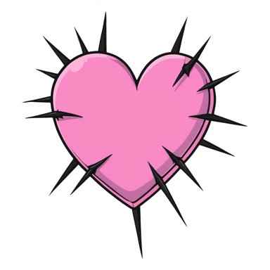 pink heart with metal thorns sticker