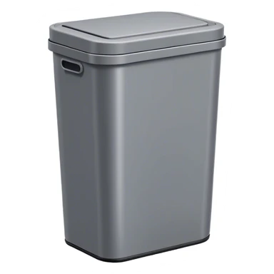 A simple trash can emoji with a rectangular or cylindrical shape, an open or closed lid, and a neutral color like gray or silver. The design is minimalistic with no extra details sticker