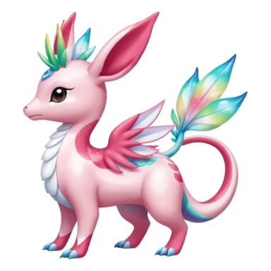 Shiny Sparkly beautiful gorgeous ethereal Scaley Exotic Shaymin-Aurorus-Sylveon-Milotic-Dragonair-Fakémon-hybrid-creature (full body) sticker