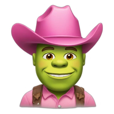 Shrek with pink cowboy hat sticker