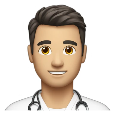 The man is white, with dark hair, a rehabilitator and massage therapist sticker